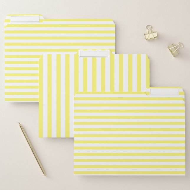 Elegant Vibrant Yellow Striped File Folder (Set)