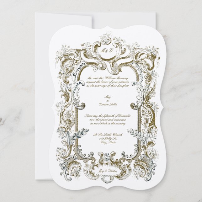 Elegant Victorian 1845 Cartouche Invitation (Front)
