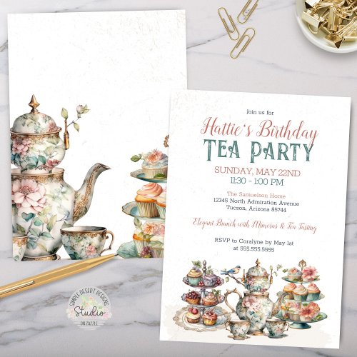 Elegant Victorian Birthday Tea Party Invitation