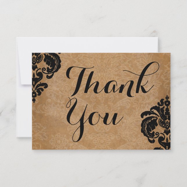 Elegant Victorian Black Damask  RSVP Card (Front)