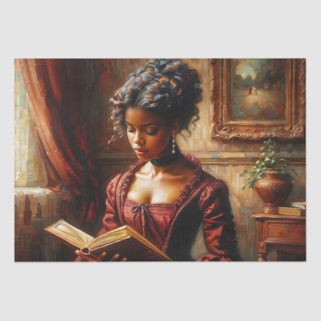 Elegant Victorian Black Lady Reading Tissue Paper (Front)