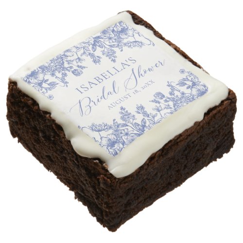 Elegant Victorian Blue Floral Bridal Shower Brownie