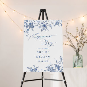 Elegant Victorian Blue Floral Engagement Party Foam Board