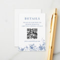 Elegant Victorian Blue Floral QR code Details Enclosure Card | Zazzle