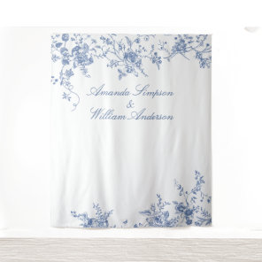 Elegant Victorian Blue Floral Wedding Backdrop