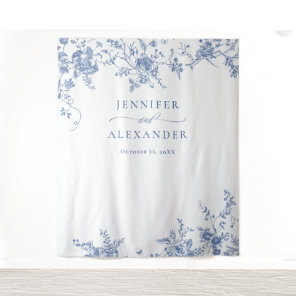 Elegant Victorian Blue Floral Wedding Backdrop