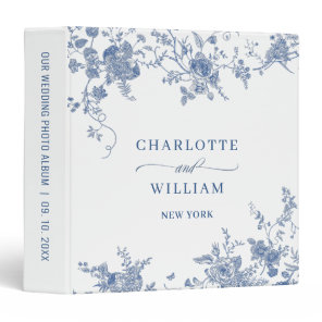 Elegant Victorian Blue Floral Wedding photo album 3 Ring Binder