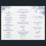 Elegant Victorian Blue Floral Wedding Program<br><div class="desc">For further customization,  please click the "customize further" link and use our design tool to modify this template. If you prefer Thicker papers / Matte Finish,  you may consider to choose the Matte Paper Type. 
 If you need help or matching items,  please contact me.</div>