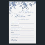 Elegant Victorian Blue Floral Wishes & Advice Card<br><div class="desc">Personalize with the bride to be's name and date of shower. 
For further customization,  please click the "customize further" link. If you need help,  contact me please.</div>