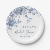 Dusty Blue Victorian Garden Bridal Shower Tea Paper Plates