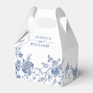 Elegant Victorian Blue French Floral Wedding Favor Boxes