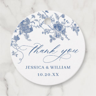 Elegant Victorian Blue French Floral Wedding Favor Tags