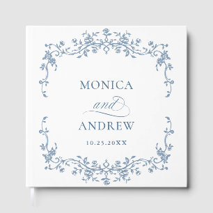 Elegant Victorian Blue French Floral Wedding Guest Book