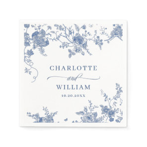 Elegant Victorian Blue French Floral Wedding Napkins