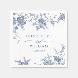 Elegant Victorian Blue French Floral Wedding Napkins