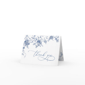 Elegant Victorian Blue French Floral Wedding Thank You Card