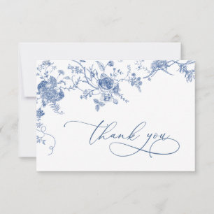 Elegant Victorian Blue French Floral Wedding Thank You Card