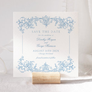 Elegant Victorian Blue Wedding Save the Date