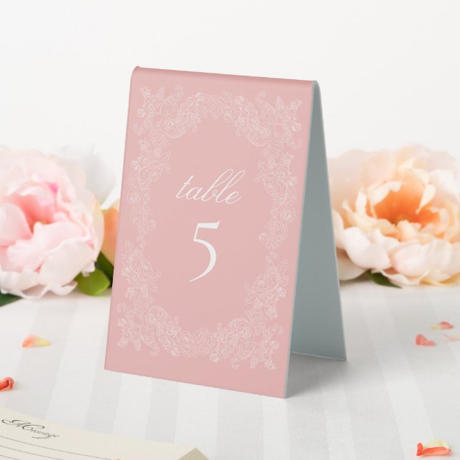 Elegant Victorian Blush Pink Wedding Number Table Tent (In SItu (Wedding))