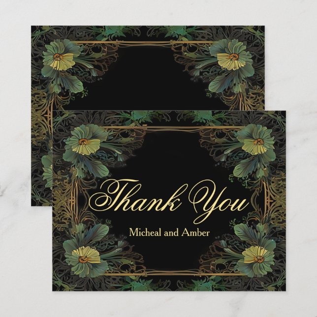 Elegant victorian botanical thank you card (Front/Back)