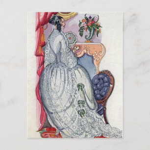 Elegant Victorian Bride Wedding Postcard - Vintage