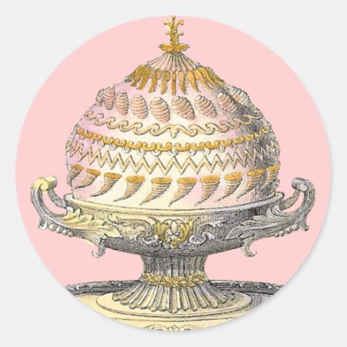 Elegant Victorian Cake Bakers Cornucopia Gateau Classic Round Sticker