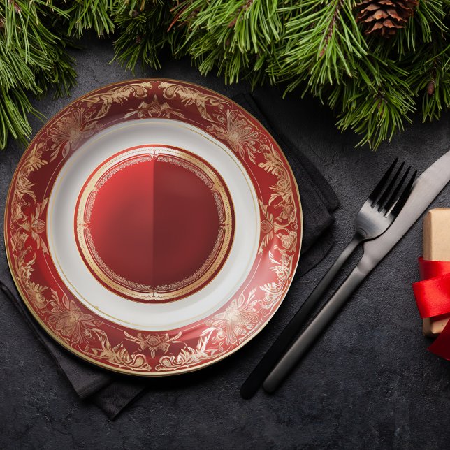 Elegant Victorian Christmas Dinner Paper Plates (Creator Uploaded)