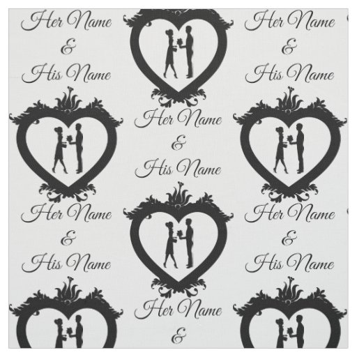 Elegant Victorian Couple Silhouette Personalize Fabric