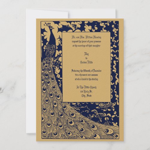 Elegant Victorian Era Art Nouveau Peacock Wedding Invitation