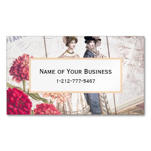 Elegant Victorian Fashion Ephemera Collage Magnetic Business Card