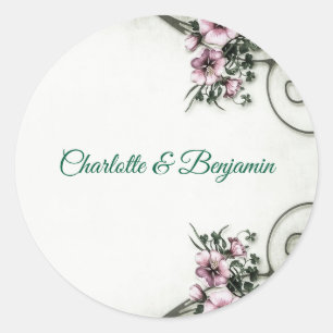 Elegant Victorian Floral Wedding Favor Sticker