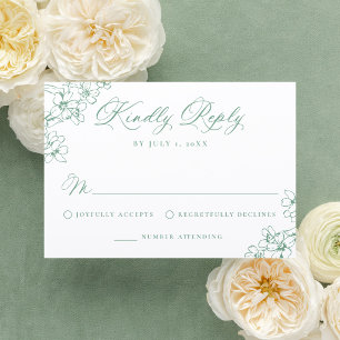 Elegant Victorian Floral Wedding Letterpress RSVP Cards