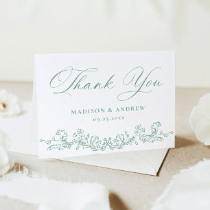 Elegant Victorian Floral Wedding Letterpress Thank You Card