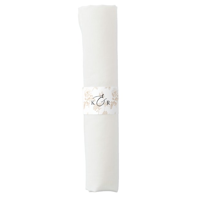 Elegant Victorian Floral Wedding Monogram  Napkin Bands (Front)