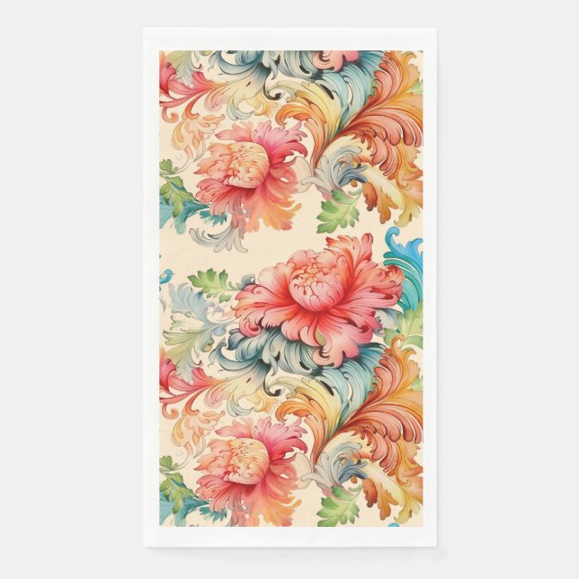 Elegant Victorian Floral Wedding  Paper Guest Towels (Front)