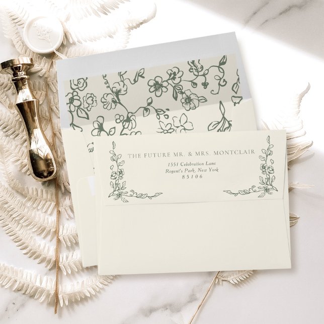 Elegant Victorian Floral Wedding Return Address Envelope (Creator Uploaded)