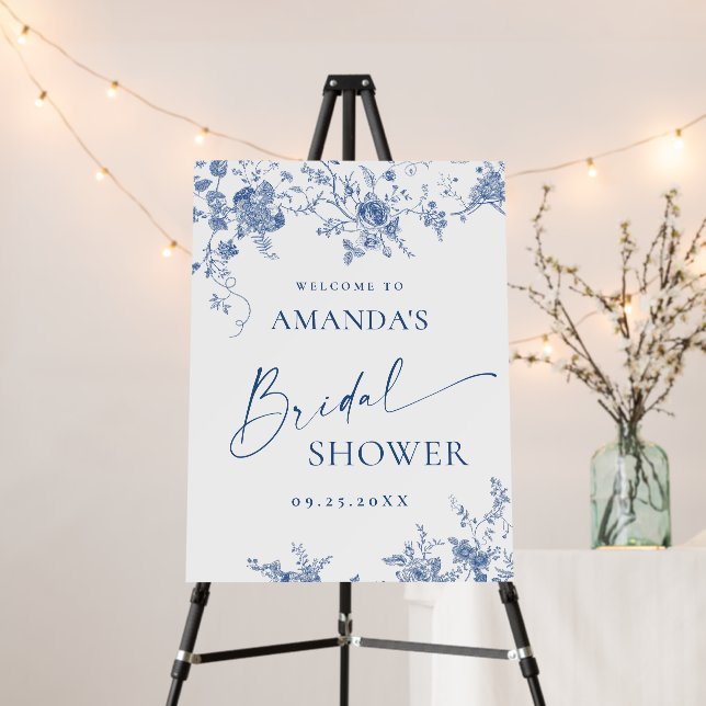 Elegant Victorian Floral WELCOME Bridal Shower Foam Board (In Situ (Stand))
