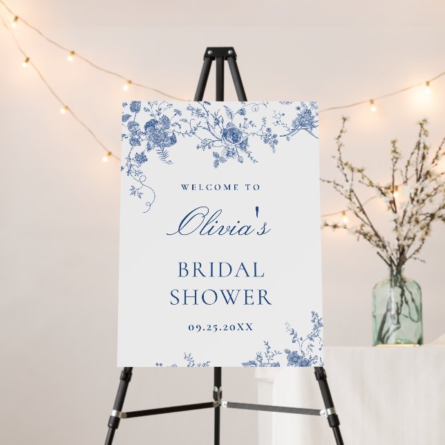 Elegant Victorian Floral WELCOME Bridal Shower Foam Board (In Situ (Stand))