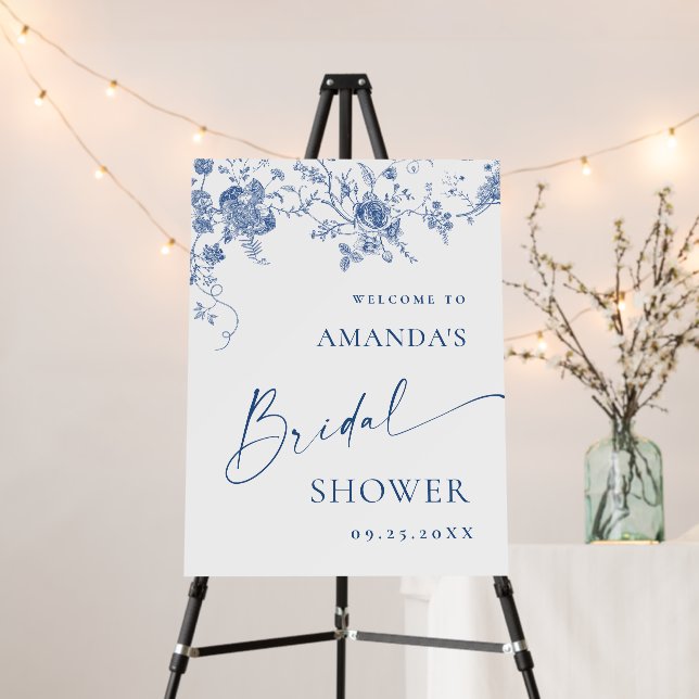 Elegant Victorian Floral WELCOME Bridal Shower Foam Board (In Situ (Stand))