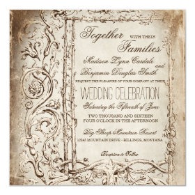 Elegant Victorian Frame Rustic Wedding Invitations