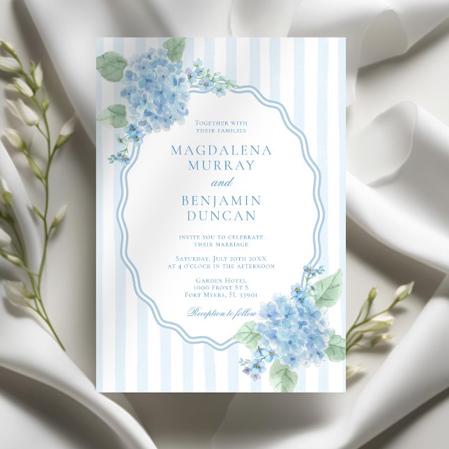 Elegant Victorian Garden Blue Hydrangea Wedding Invitation (Creator Uploaded)
