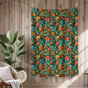 Elegant Victorian-Inspired Morris Signature Style Fleece Blanket