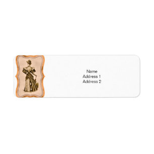 Elegant Victorian Lady Holding a Parasol Label