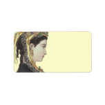 Elegant Victorian Lady in Profile Color Background Label