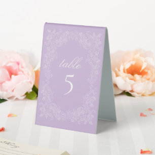 Elegant Victorian Lavender Purple Wedding Number Table Tent