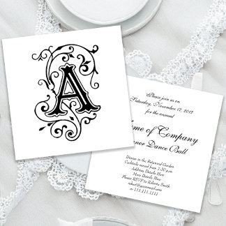 Elegant Victorian Letter A Monogram Invitation