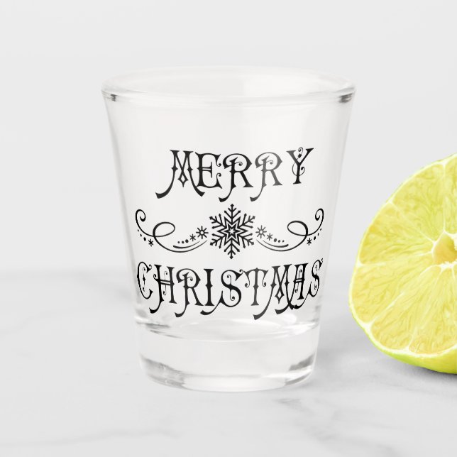 Elegant, Victorian Merry Christmas  Shot Glass (Front)