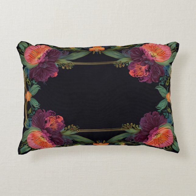 Elegant Victorian moody dark pink magenta floral  Accent Pillow (Front)