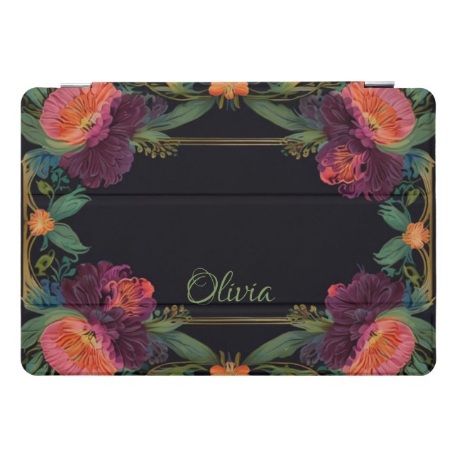 Elegant Victorian moody dark pink magenta floral  iPad Pro Cover (Horizontal)