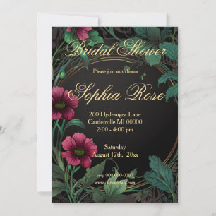 Elegant victorian moody pink floral Bridal Shower Invitation
